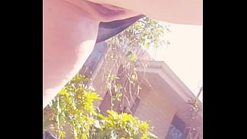 Horny maturemons outdoors with top on and pants off spreads and displays her pink pussy lips