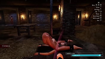 The slave bent to be punished