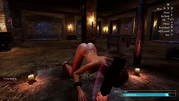 The slave bent to be punished