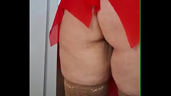 Mom applying cream in just her underwear