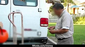 Tight teen fucks a man in front of the camera for cash 11