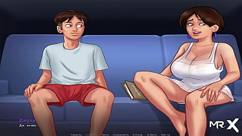 Hand masturbates in the living room