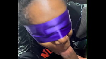 Young ebony takes cum to the face