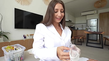 Calling a nurse at home ended with a deep fuck of her mouth pov bj contest video