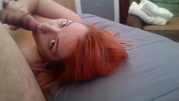 Devon redhead in stockings pov blowjob with facial webcam