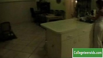 Blowjob starts in the kitchen ends in the bedroom