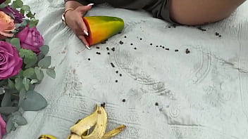 18 year old colombian girl has a picnic at her best friend's house stays alone and masturbates in public while being watched by her stepdad real squirt naty delgado