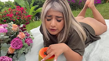 18 year old colombian girl has a picnic at her best friend's house stays alone and masturbates in public while being watched by her stepdad real squirt naty delgado