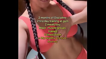 2 months of discipline 2 hrs day of training at gym2 meals daymajor muscle groups trained 2 times week my health