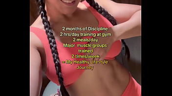 2 months of discipline 2 hrs day of training at gym2 meals daymajor muscle groups trained 2 times week my health