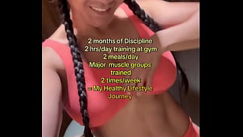 2 months of discipline 2 hrs day of training at gym2 meals daymajor muscle groups trained 2 times week my health