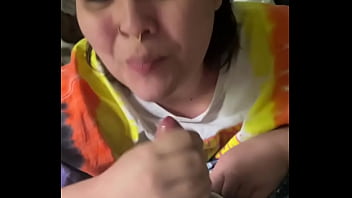 Instant cum from deepthroat flipped off for unexpected throatpie