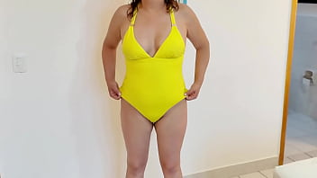 I show off and touch myself standing up while my stepson masturbates and cums