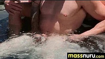 Nuru massage ends with a hot shower fuck