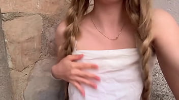 My stepdad leaves me outside the house and i wait for him very horny in the front yard