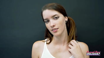 Petite brunette coed starshine masturbates and deepthroats a cock