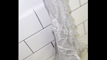 Roomate left her thongs on the bathroom for me to masturbate as soon as i saw them my dick got crazy hard and then i fucked her later