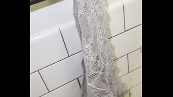 Roomate left her thongs on the bathroom for me to masturbate as soon as i saw them my dick got crazy hard and then i fucked her later