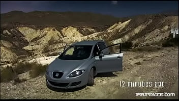 Claudia rossi is so horny she makes her man pull over to fuck her