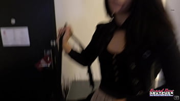 Skinny inked brunette ashley wolf rubs her pussy and tits with a big dildo