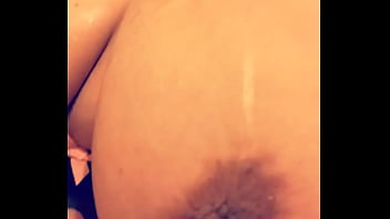 Becky goes to clean up her tits after cumshot