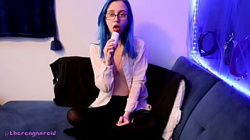 Emo punk girl sucks on a popsicle Emo punk girl sucks on a popsicle
