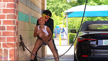 Gibby the clown fucks banks at a local car wash in broad daylight