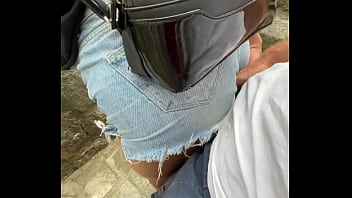 Tall skinny teen brunette flashes natural tits in public risky deepthroat blow job and sloppy doggy style sex