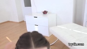 Fervid cutie blows penis in pov and gets narrowed pussy banged