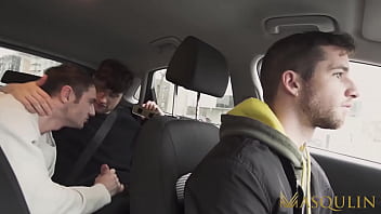 Handsome men raw breed mutually and kiss