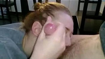 Redhead deepthroating her boyfriend
