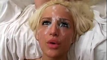 Blonde dimwit bukkake