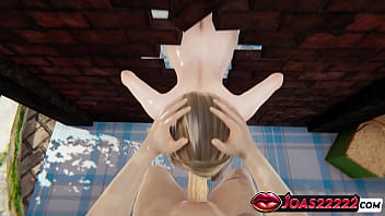 Seductive anime girl in dress at backyard – 3d hentai with titfuck handjob stroking gloryhole mouth close ups in honey select 2