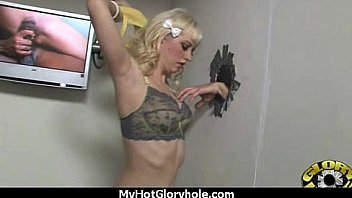 Nasty slut sucks big cock at gloryhole 16