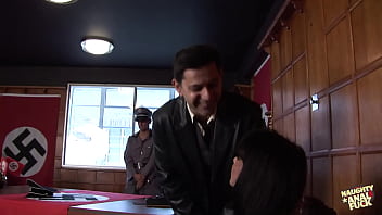 An passionate sexual encounter with many participants engaging in anal intercourse and double penetration contributes to the formation of an alliance between the germans and hungarians