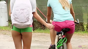 As they set up their picnic cloth on the ground outside the mood strikes the horny blonde lesbians swiftly whip out their adorable dildos and pound their sweet pussies together until they orgasm