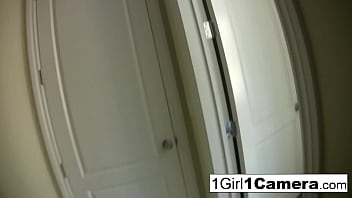 Hot blonde rubs her pussy