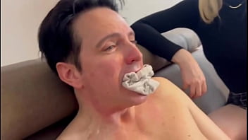 This amuses the two dominant lesbian girls and they film him with their cell phones to publish it on their social media accounts