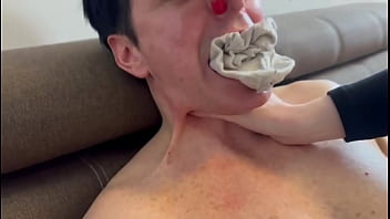 This amuses the two dominant lesbian girls and they film him with their cell phones to publish it on their social media accounts