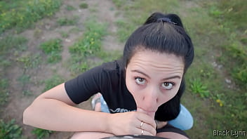 Black lynn ties her long black hair into a ponytail to show me how she sucks cock