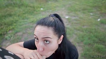Black lynn ties her long black hair into a ponytail to show me how she sucks cock