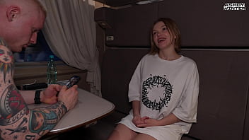 Female pickup on a train with a random fellow traveler