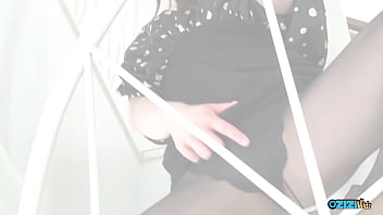 Her attractiveness radiated prompting the man to vigorously stimulate her clitoris on the steps