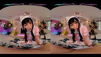 Big titty asian hottie lets you watch her masturbate in vr