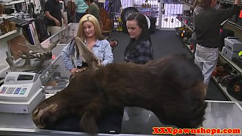 Young amateur pawnees trio with pawnbroker