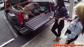 Young amateur pawnees trio with pawnbroker