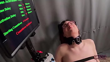 Submissive t girl suffers mindf ck electric shock timer game