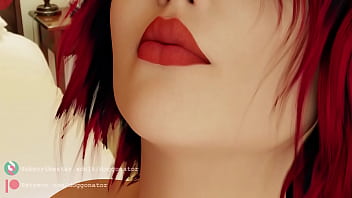 Redhead swallows tiny woman