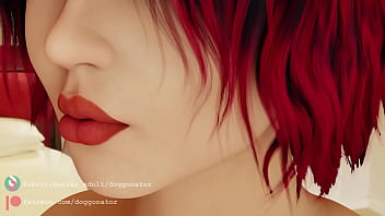 Redhead swallows tiny woman