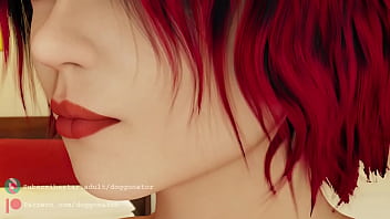 Redhead swallows tiny woman